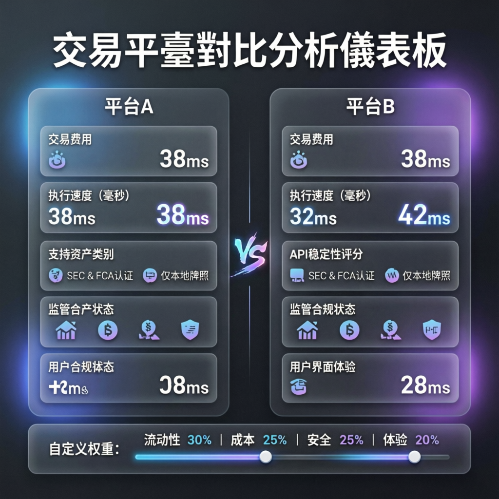 Trading platform comparison analysis dashboard showing metrics for different prop firms