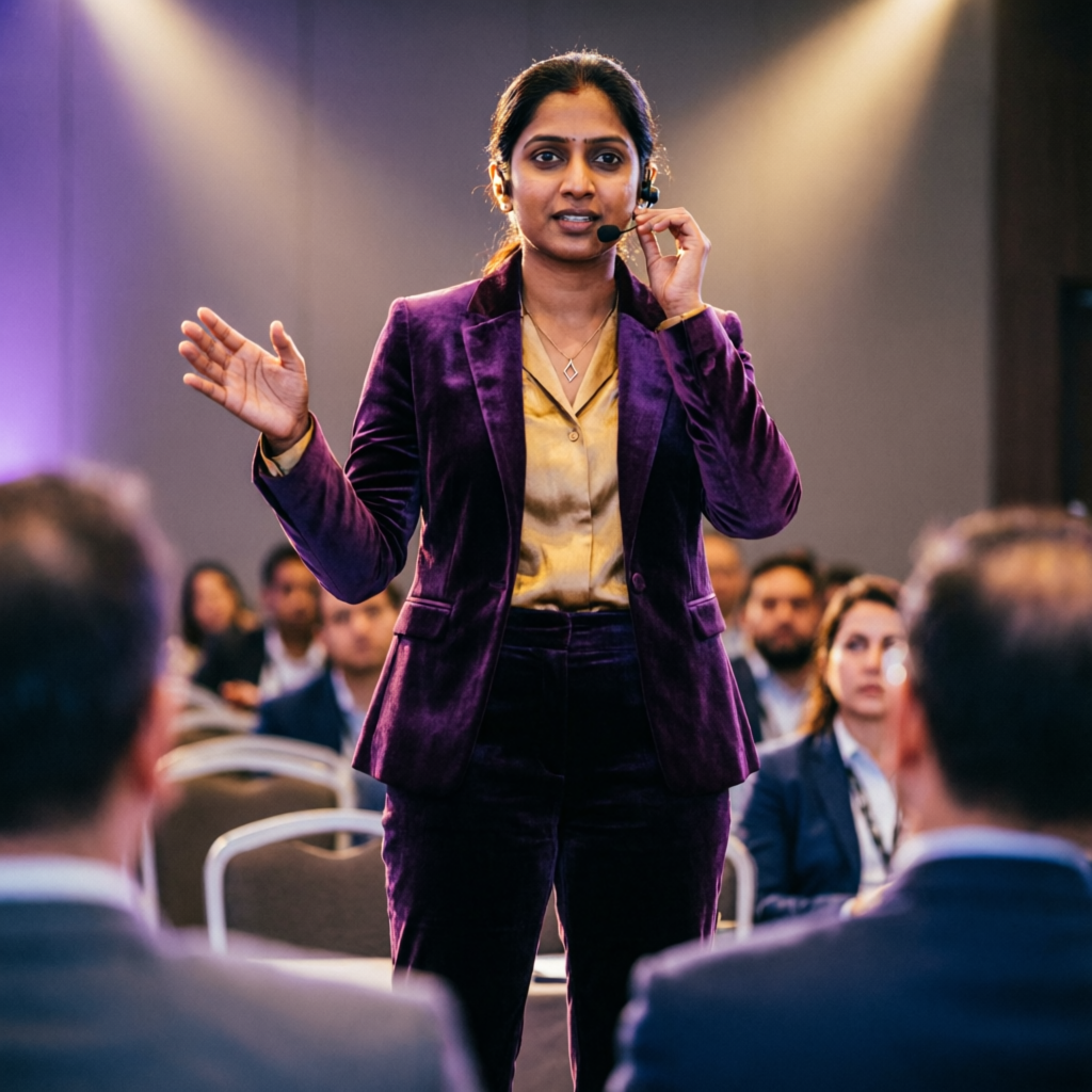 Corporate training seminar in Delhi – best corporate mind power trainer speaking on stage