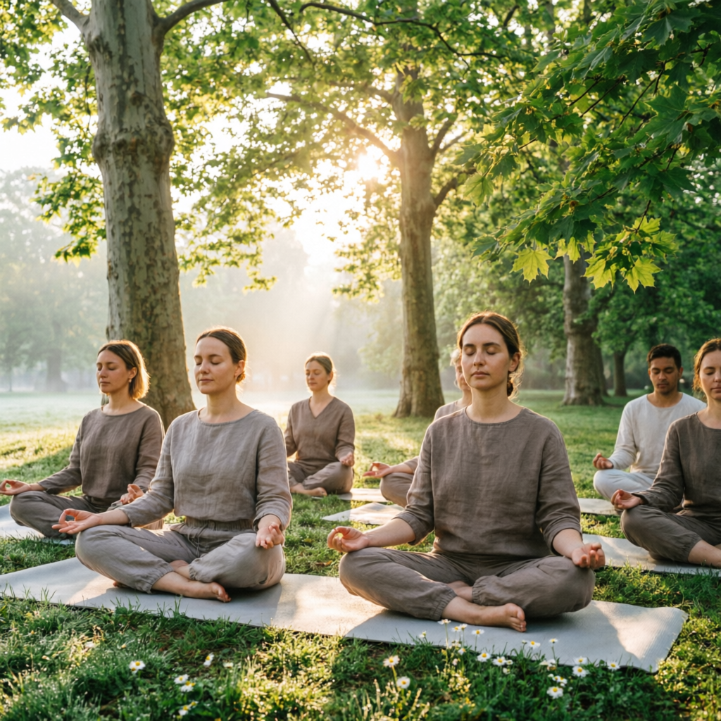 Outdoor guided meditation activity in New Delhi – mindfulness retreat by Rakhi Sinha Khanna