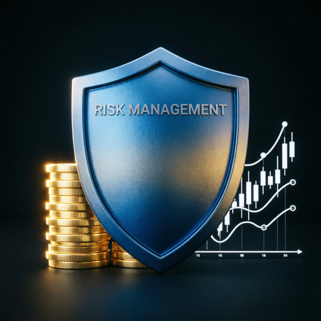 Risk management shield protecting trading capital - Topstep funded account