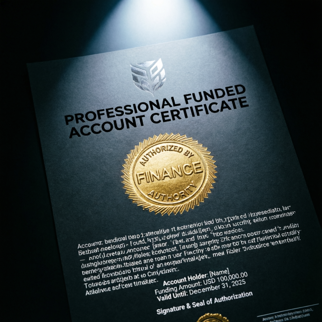 Professional funded account certificate with gold seal
