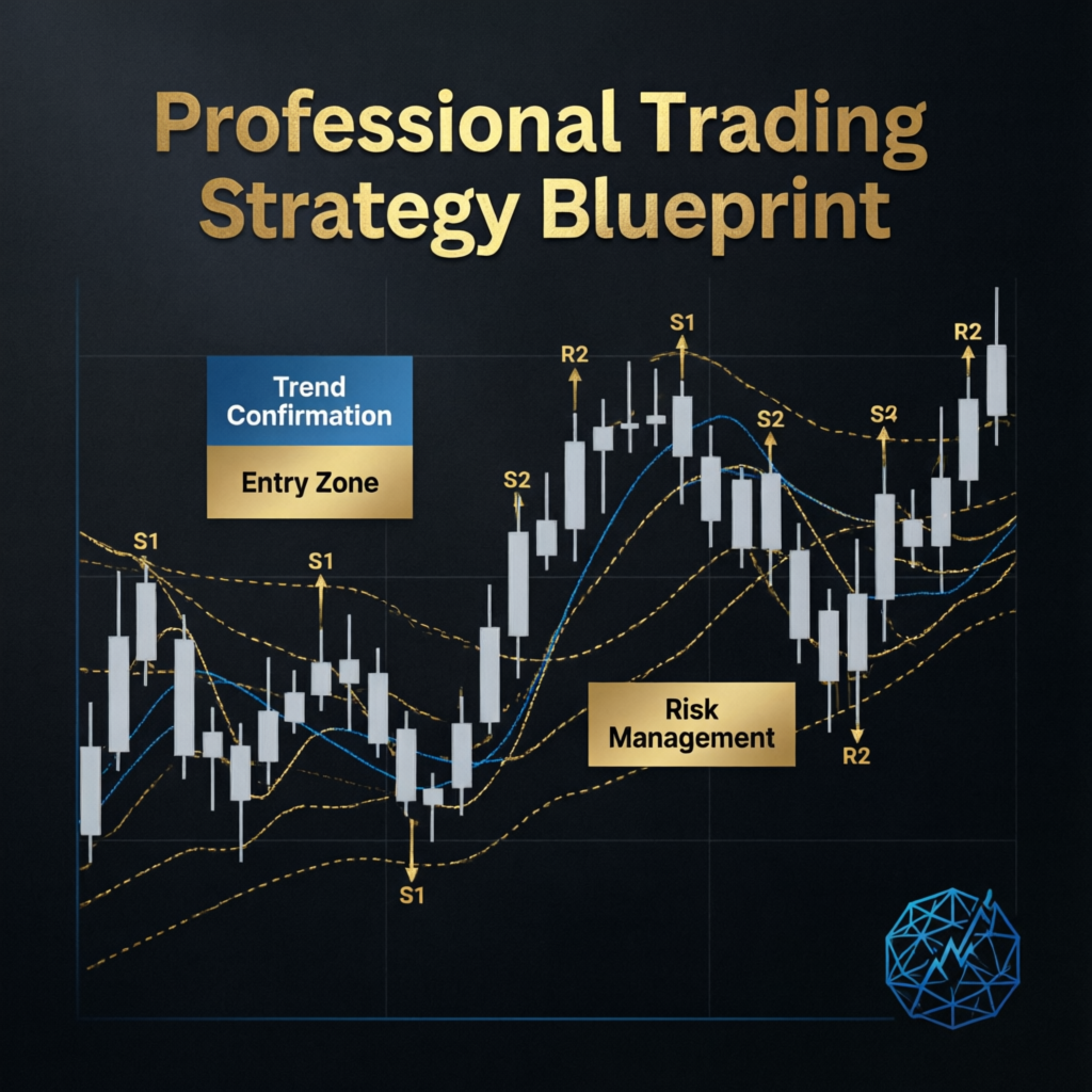 Professional trading strategy blueprint with technical analysis