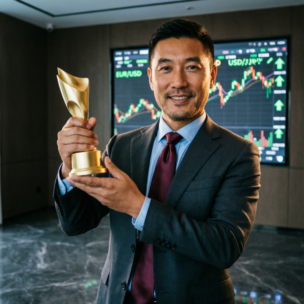 Successful funded trader with trophy - prop firm passing service success