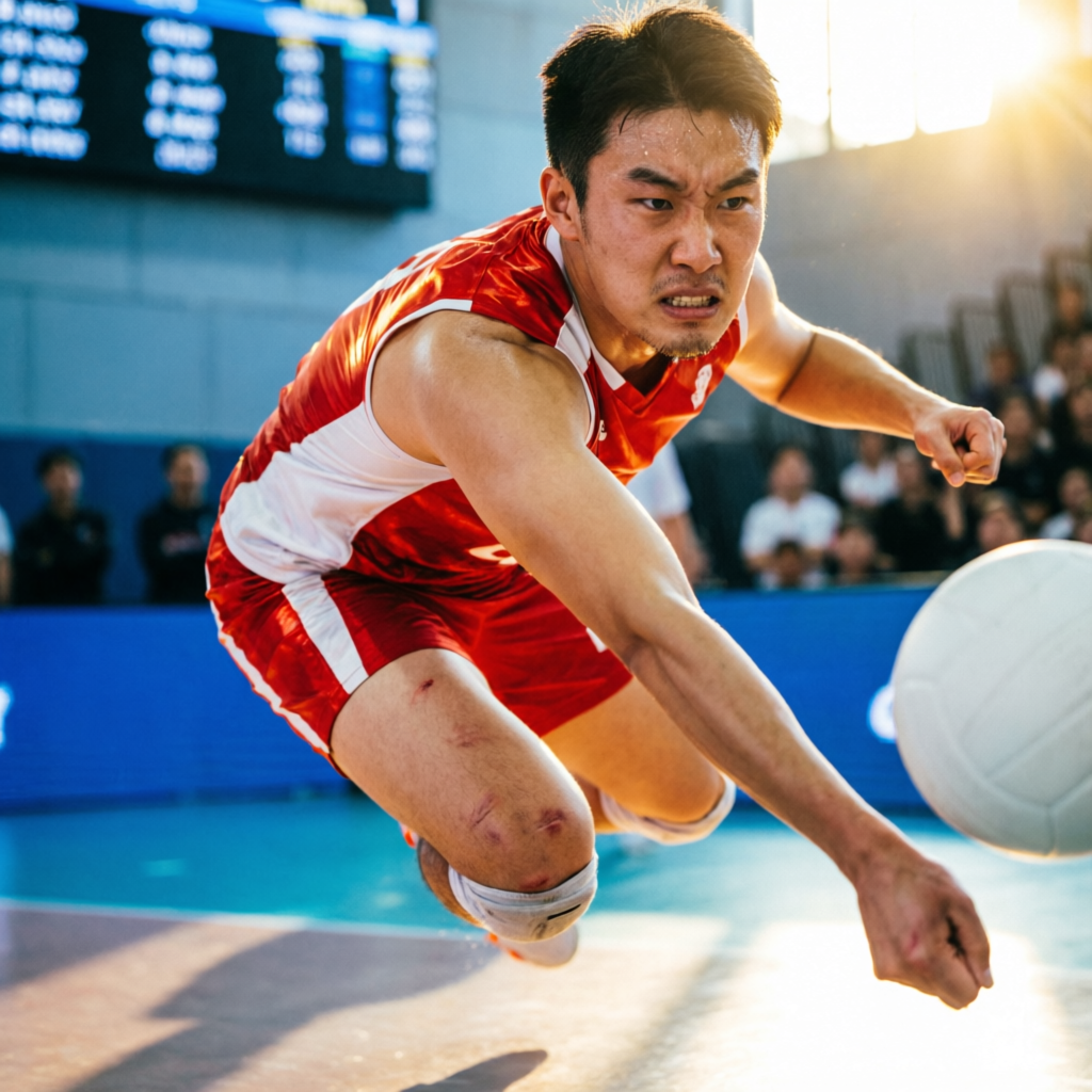 Jogador de voleibol em ação