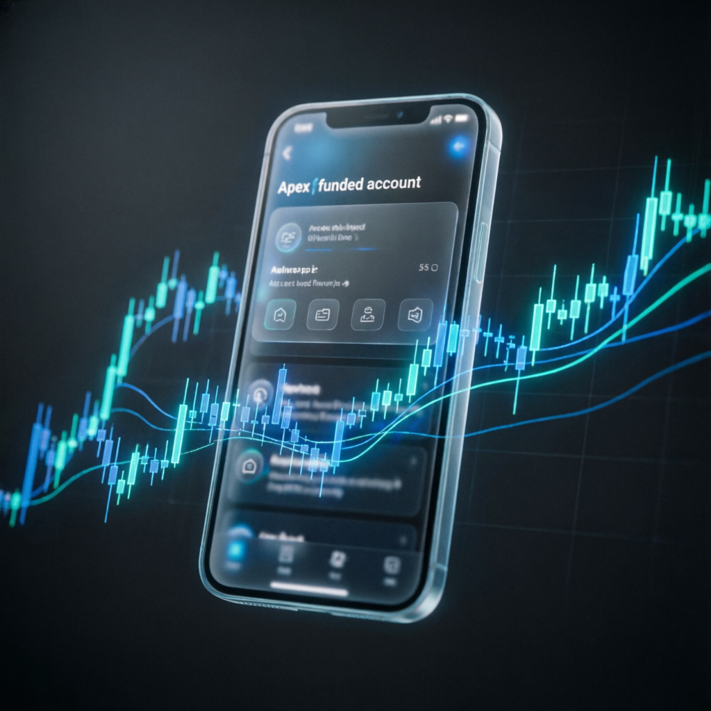 Mobile trading app showing Apex funded account interface