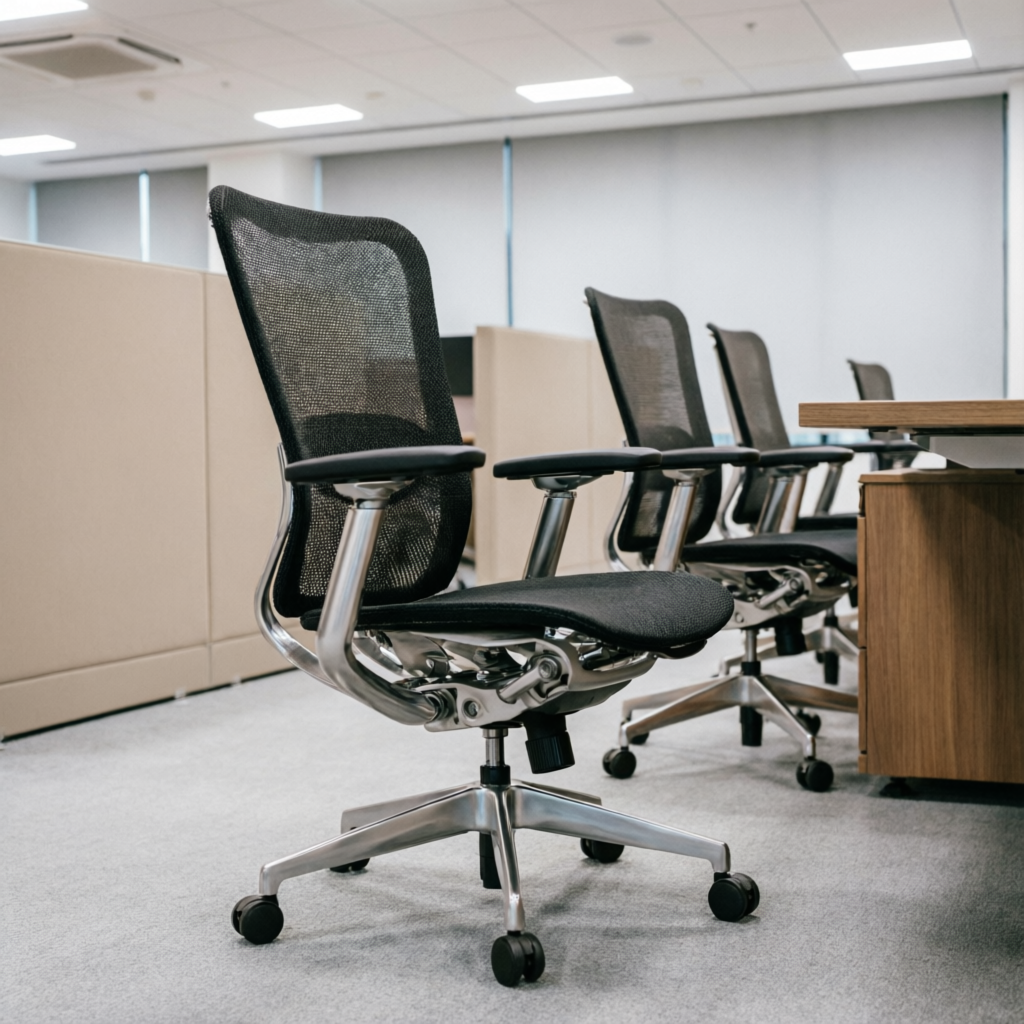 Silla de oficina ergonómica siendo limpiada