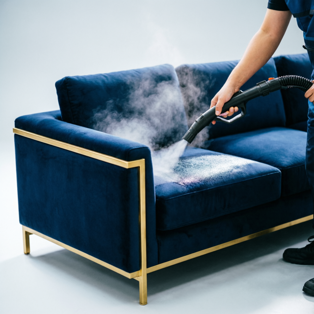 Sofá modular de múltiples piezas con limpieza profesional