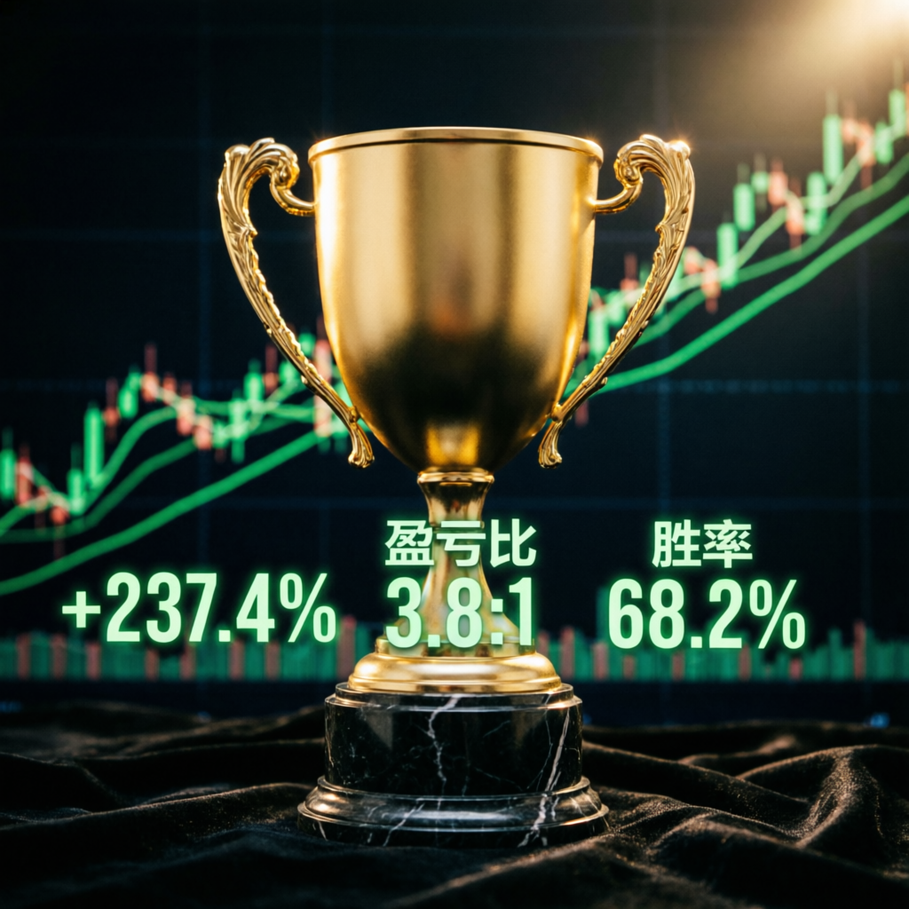 Topstep Trading Combine success visualization with golden trophy and profit metrics