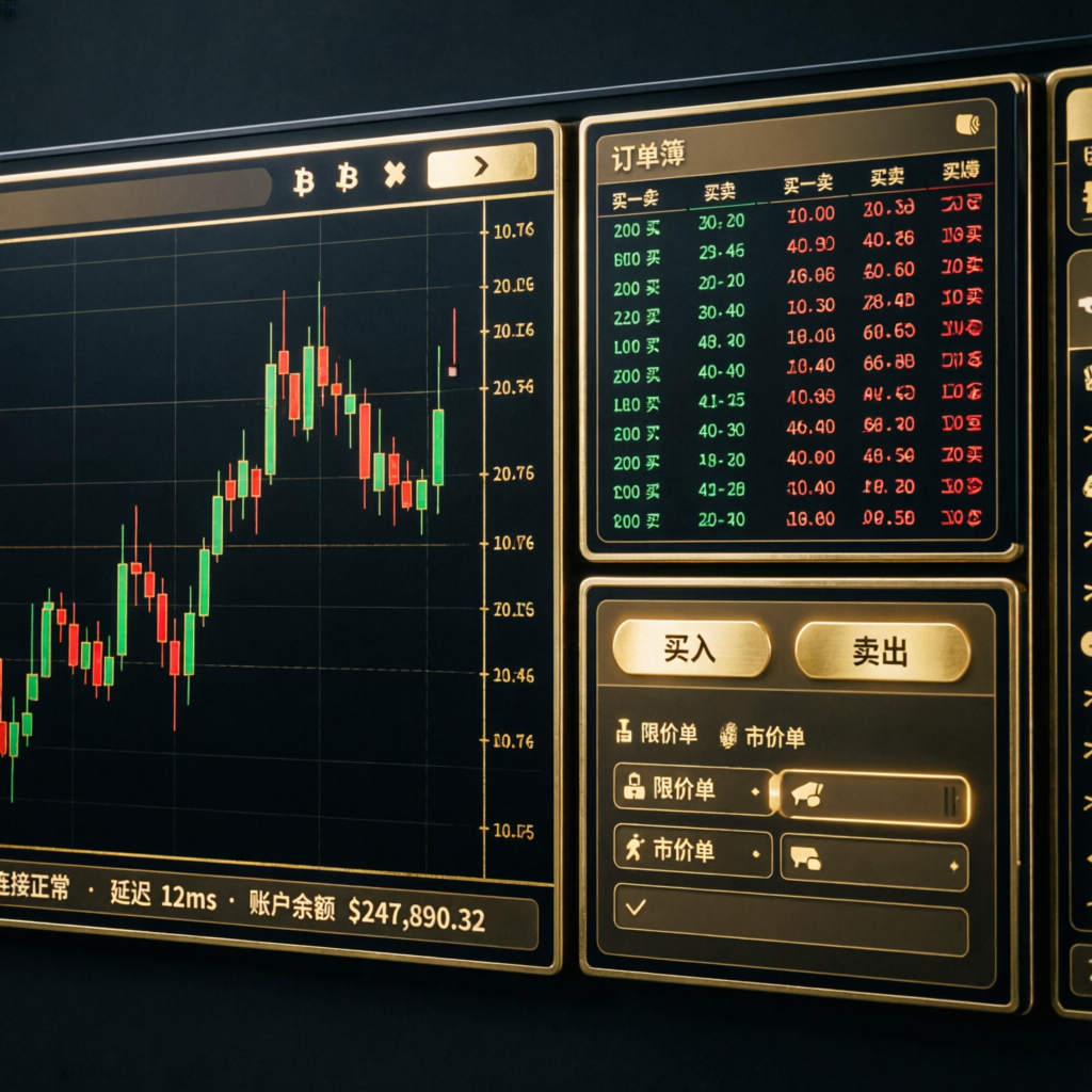 Advanced Topstep trading platform interface with multiple futures charts and order management