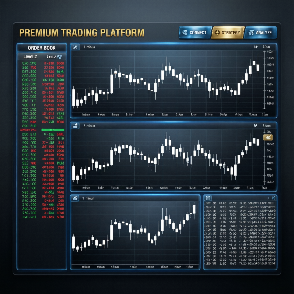 Premium trading platform interface with multiple futures charts