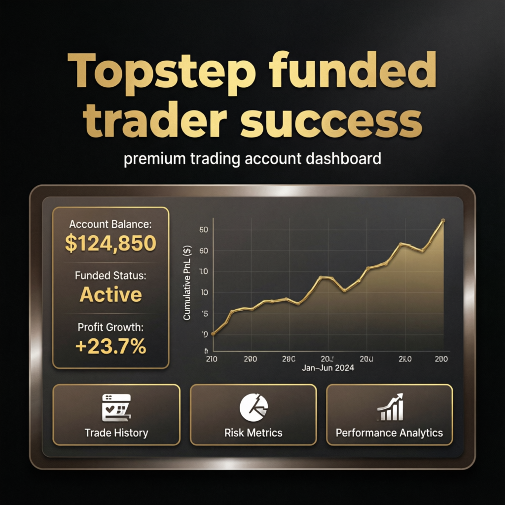 Topstep funded trader success dashboard showing profit growth