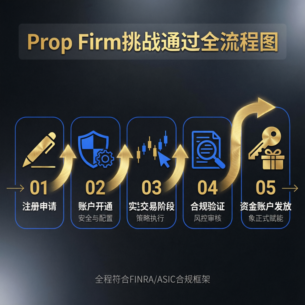 Prop firm challenge passing process flowchart - PFM Capitals step by step guide