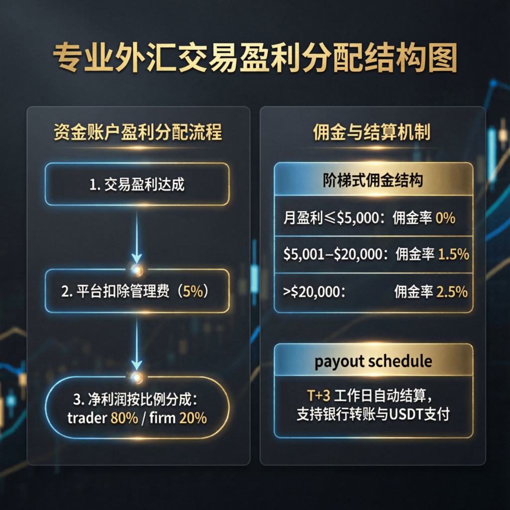 Profit distribution structure - PFM Capitals funded account payouts