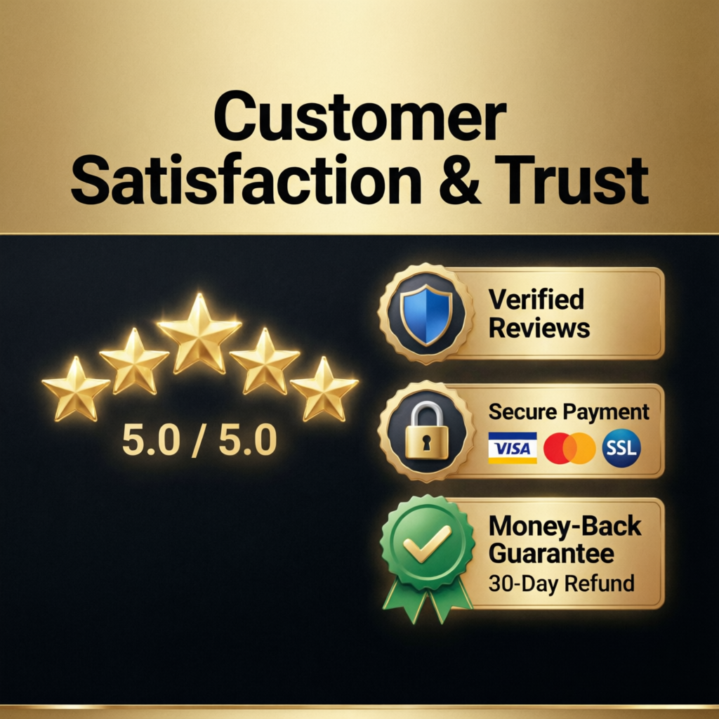 Customer satisfaction and trust badges - PFM Capitals verified reviews and security