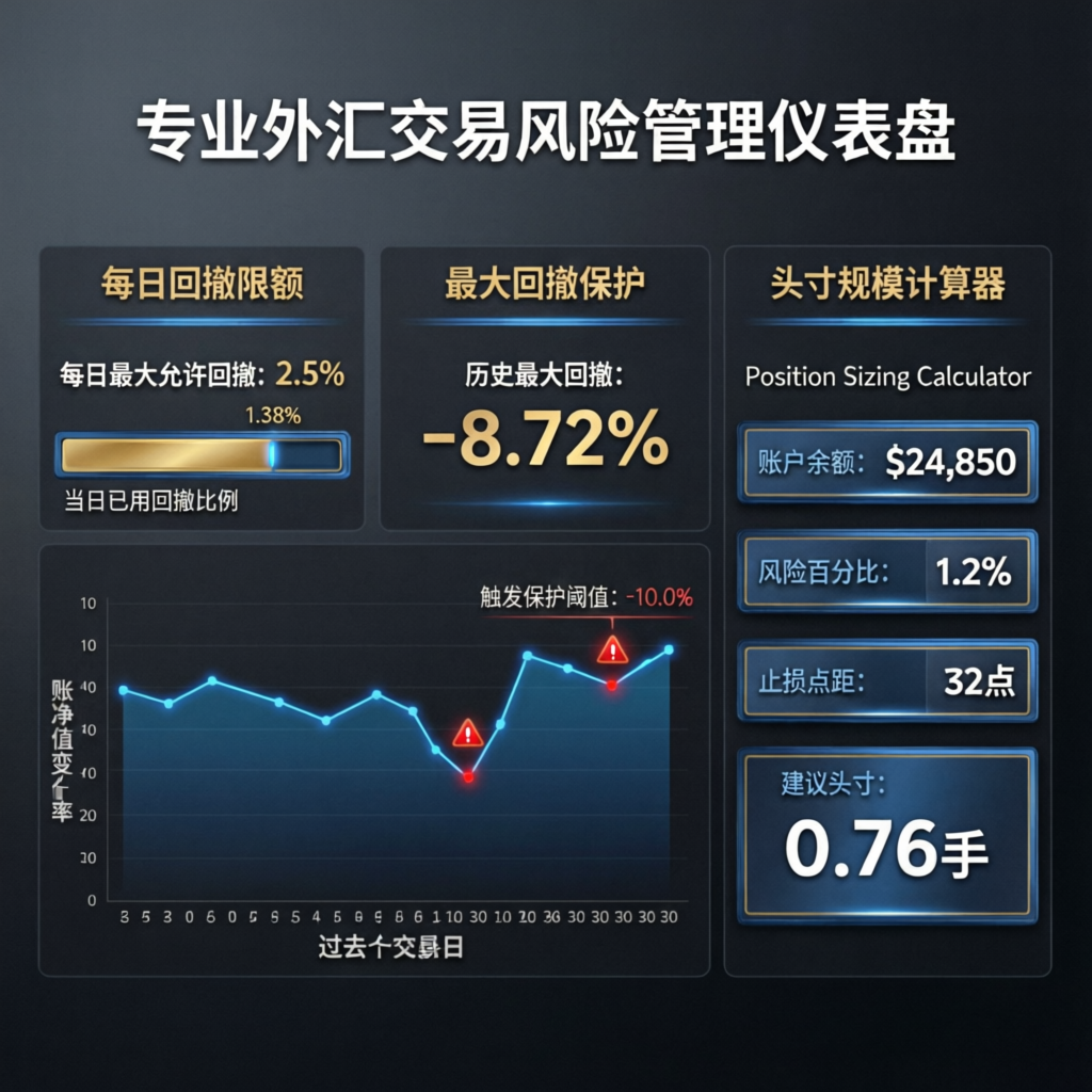 Professional risk management dashboard for forex trading - PFM Capitals funded account management