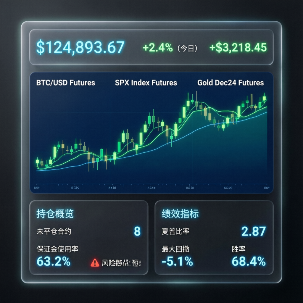 My Funded Futures trading dashboard showing account types and performance metrics