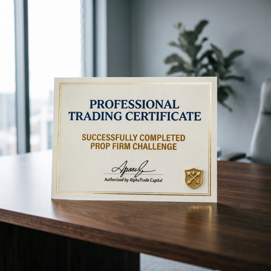 Professional trading certificate - prop firm challenge completion at PFM Capitals