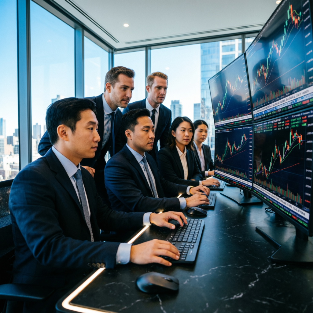 Professional trading team at PFM Capitals managing funded accounts