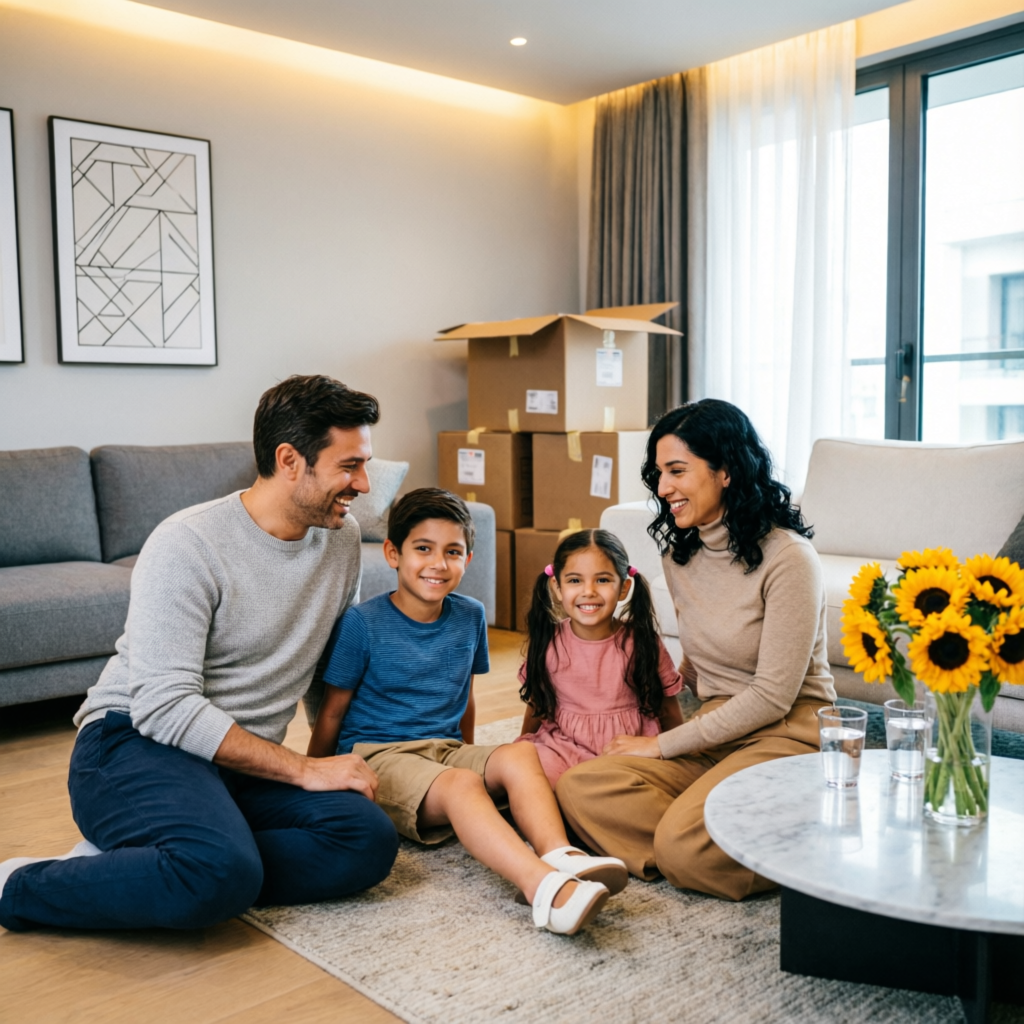 Harmandere evden eve nakliyat mutlu aile yeni ev