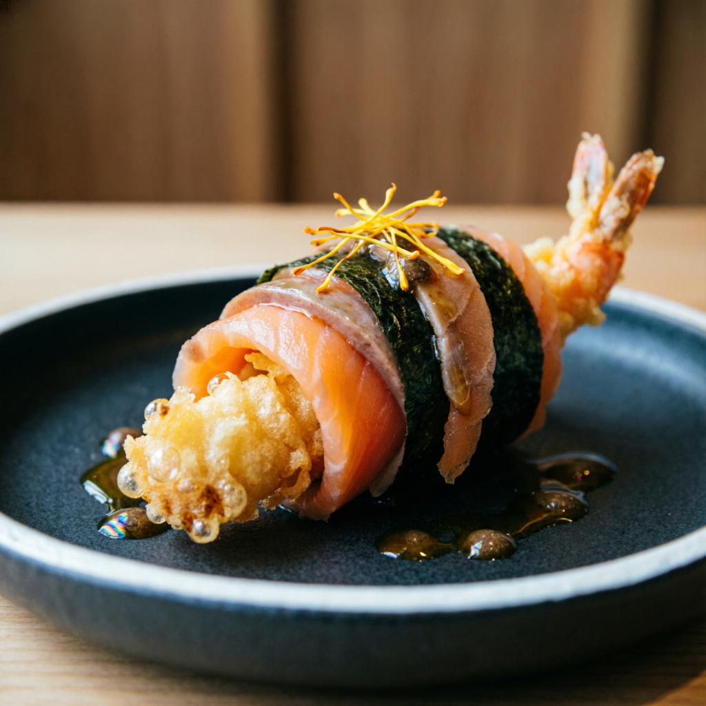 Ura Ebifumé - Sushi roll con gambero tempura e salmone affumicato