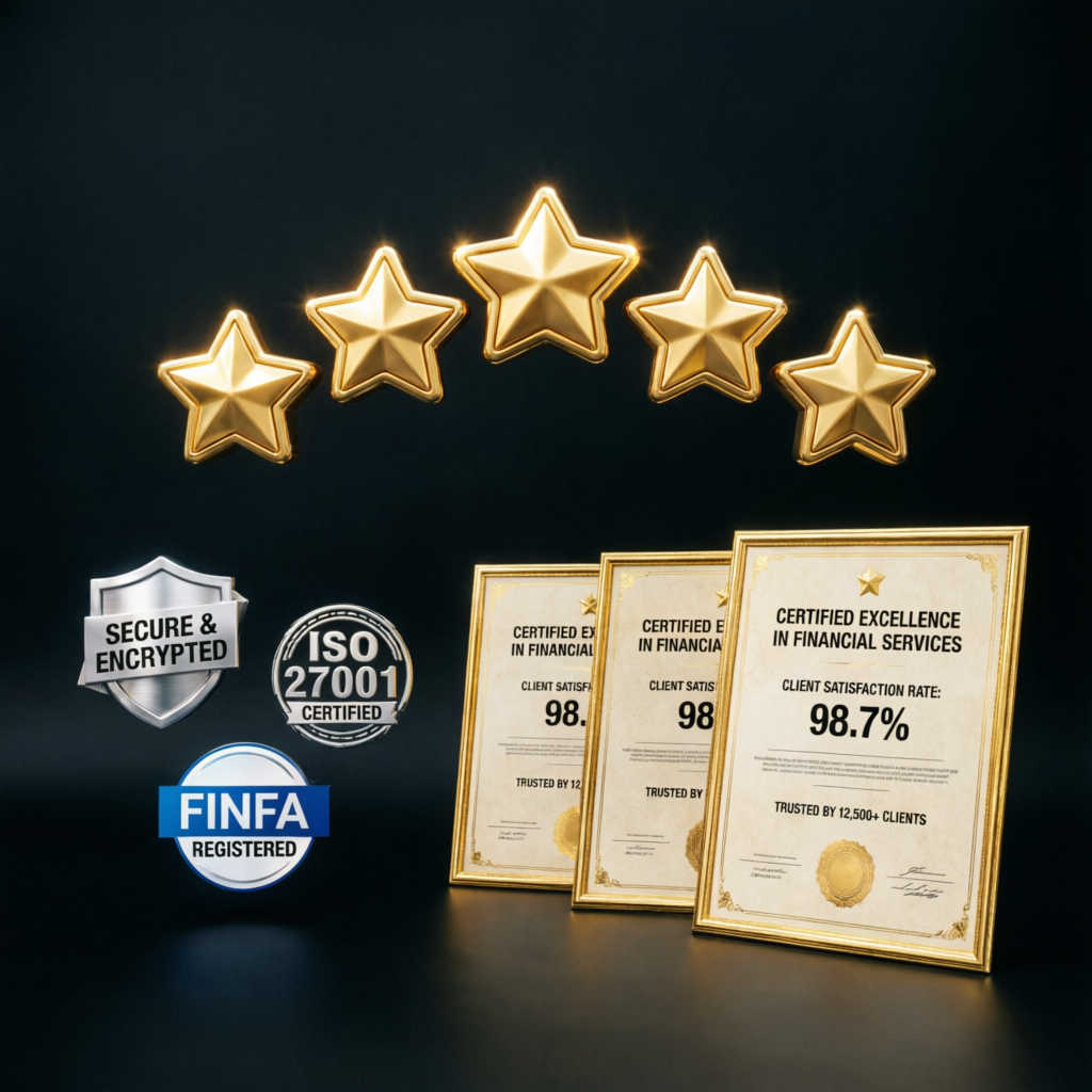 PFM Capitals client satisfaction certificates and trust badges