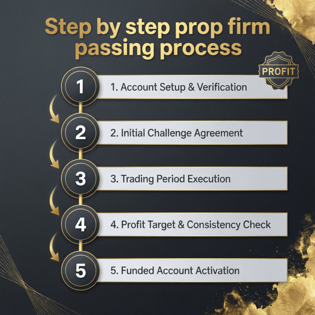 Step by step prop firm passing process with PFM Capitals