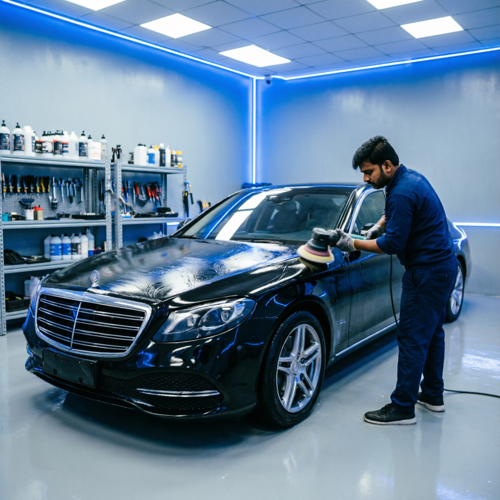 Professional car detailing team at 3M Car Care Banjara Hills Hyderabad