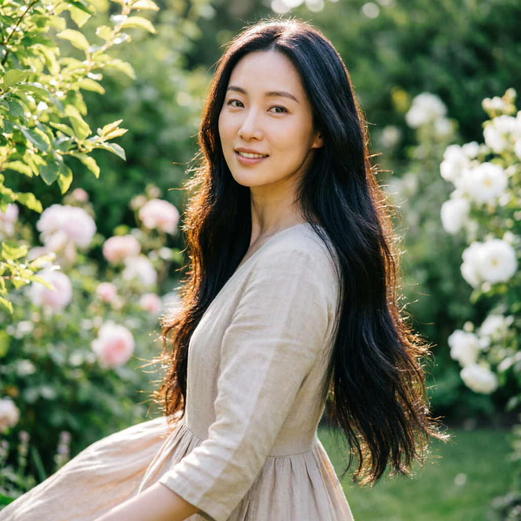 Beautiful woman with long healthy smooth hair - OrgaSilk results