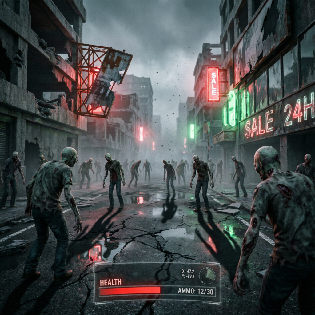 Zombie Simulator cover art — a post-apocalyptic survival action game by Shadow Games