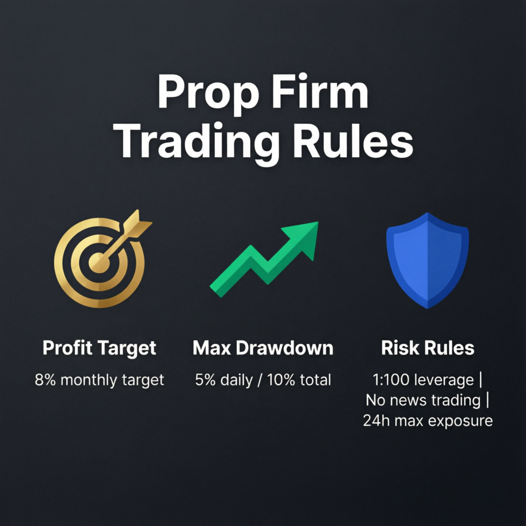Prop Firm Trading Rules - Profit Target, Max Drawdown, Risk Rules explained by PFM Capitals
