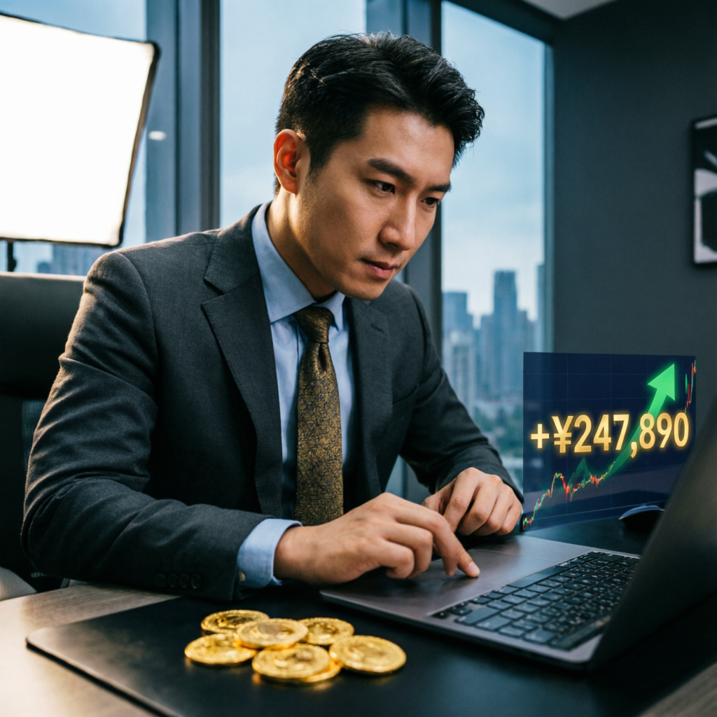 Funded trader celebrating profitable trading account success