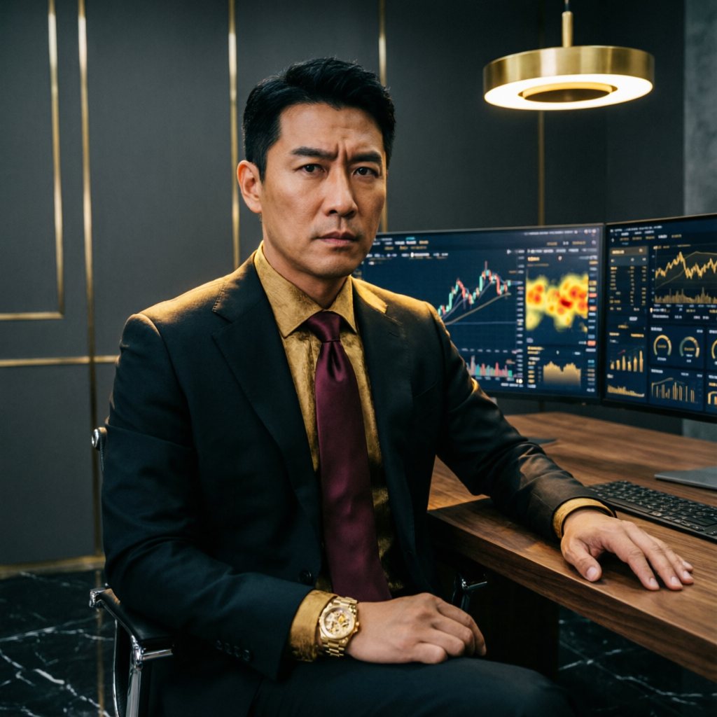 Professional forex trader at premium trading desk