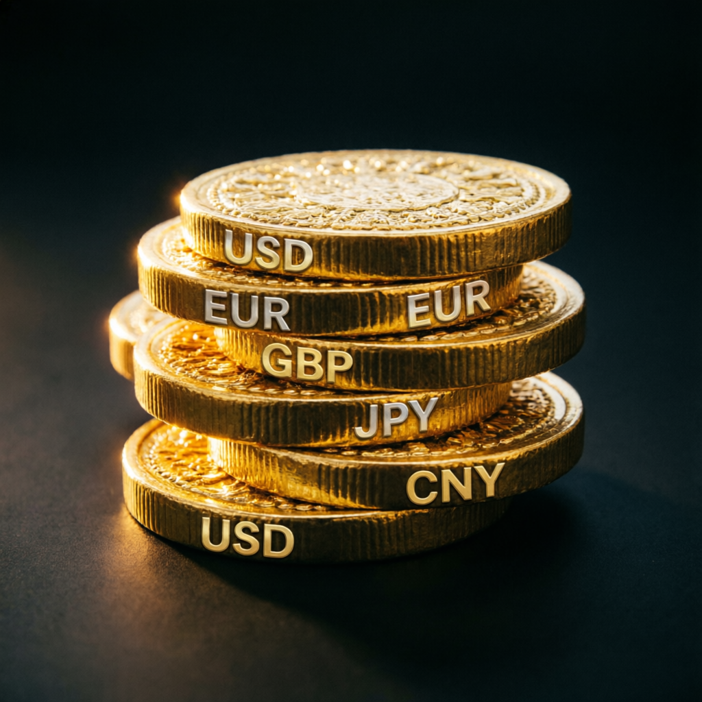 Stacked gold coins representing forex trading profits and wealth