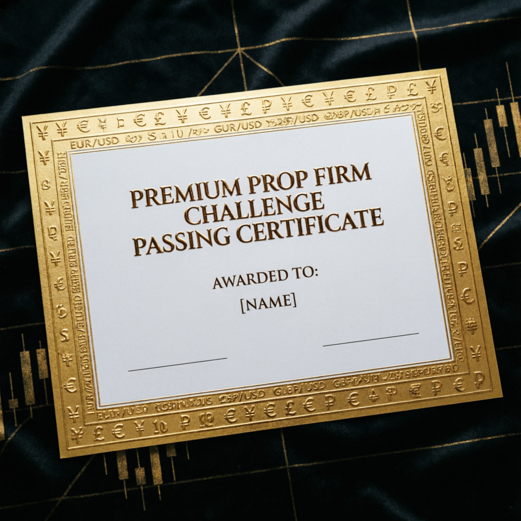 Premium prop firm challenge passing certificate achievement