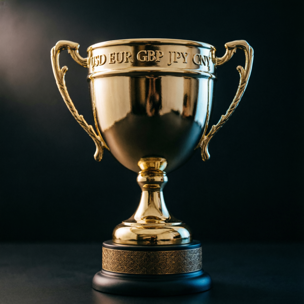 Golden trophy representing prop firm trading achievement and success
