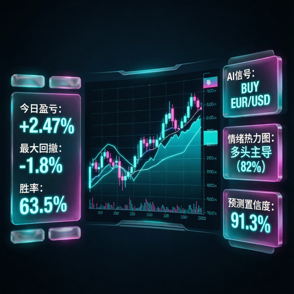 Futuristic forex trading dashboard with real-time charts and AI analytics for Apex evaluation