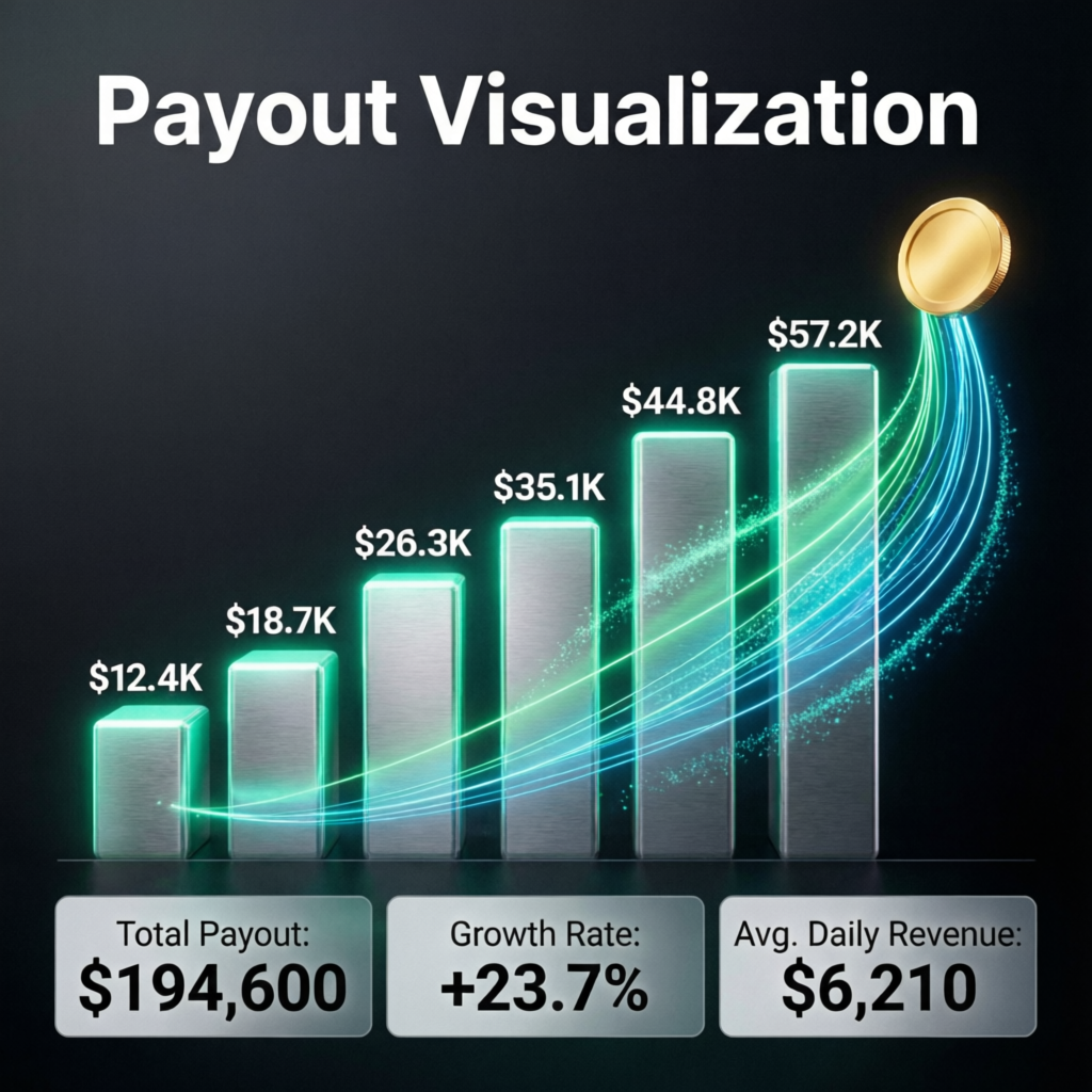 Payout visualization with rising profit bars for Apex Trader Funding