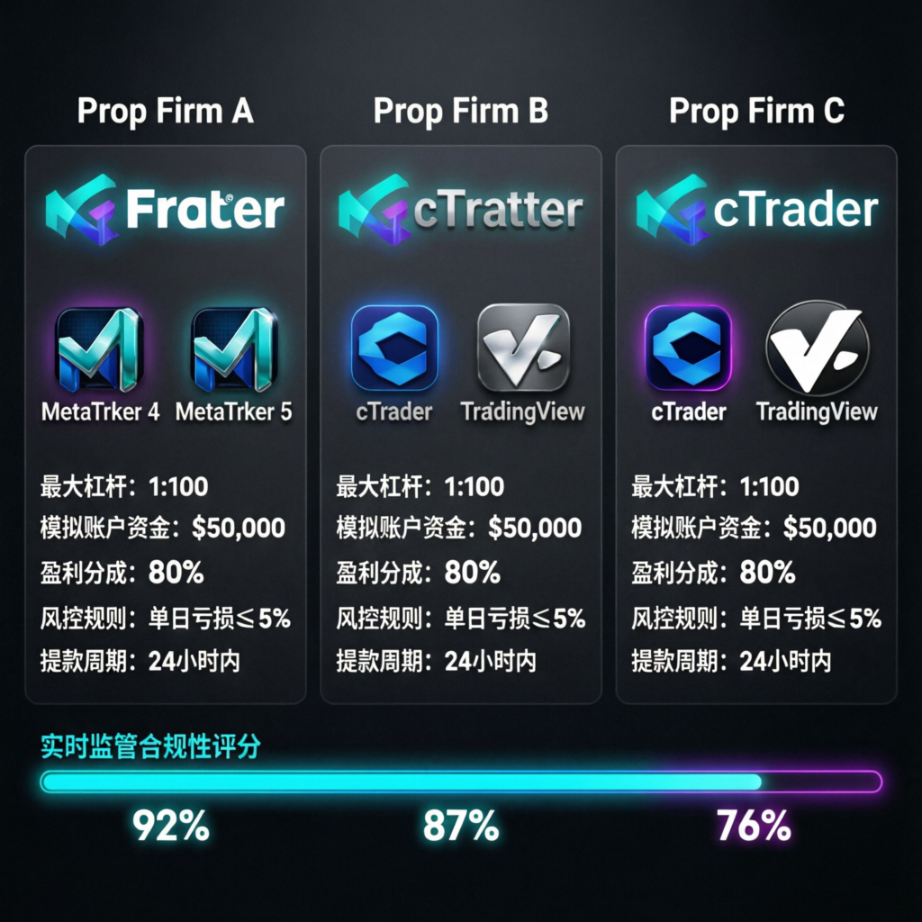 Comparison of different prop firms and their features