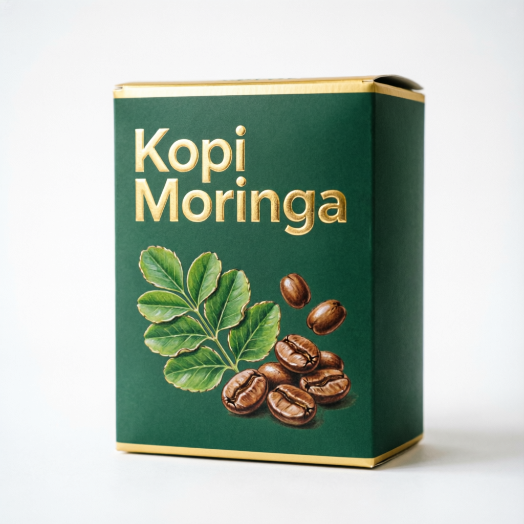 Kopi Moringa premium product packaging