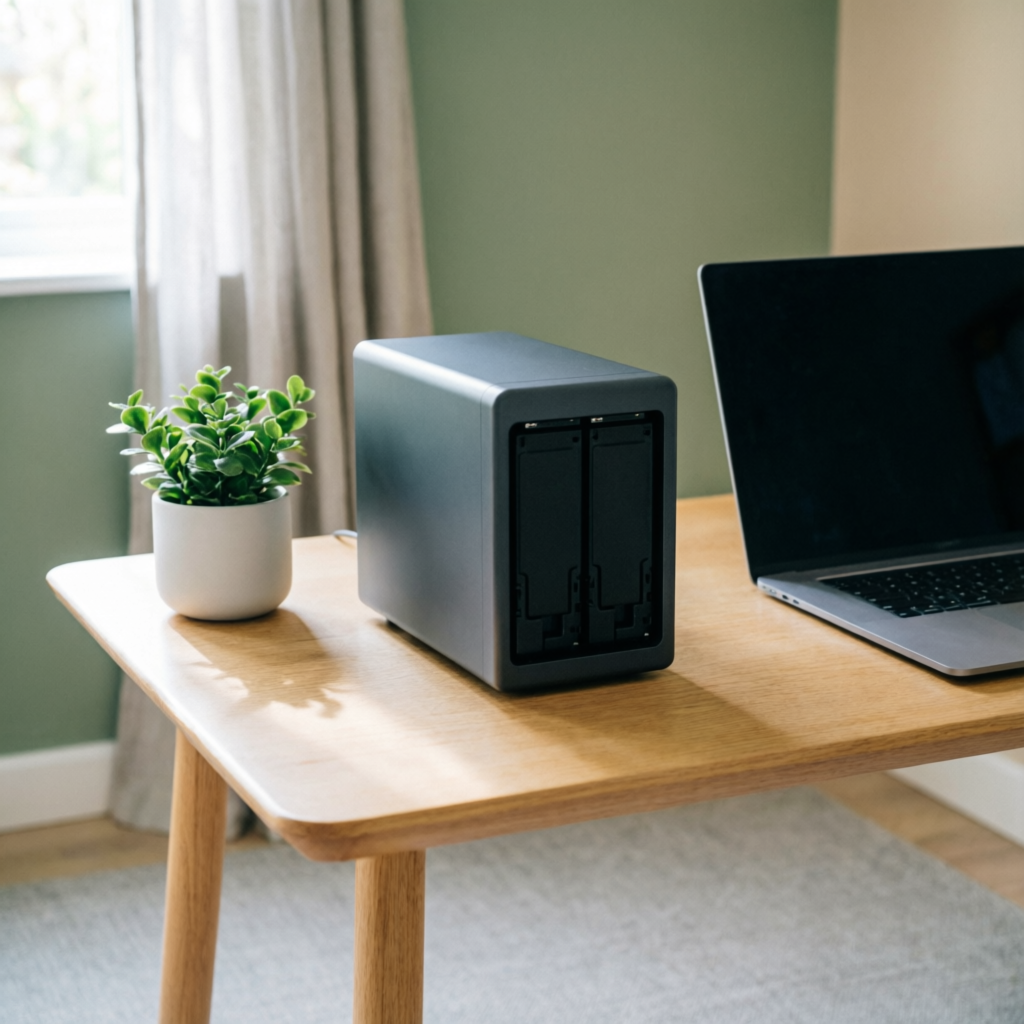 Privat moln-server (NAS) på ett skrivbord
