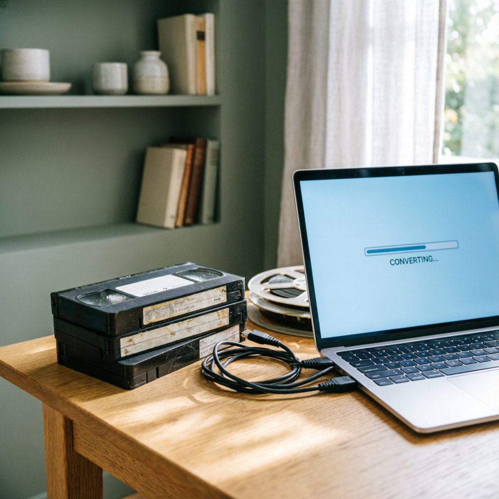 VHS-band och filmrullar som digitaliseras