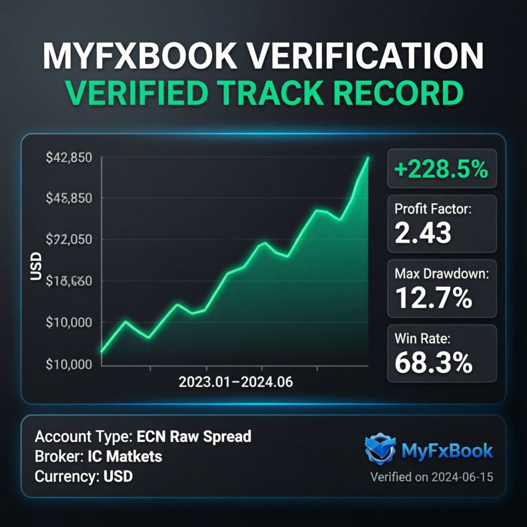 MyFxBook verified trading results showing consistent profits