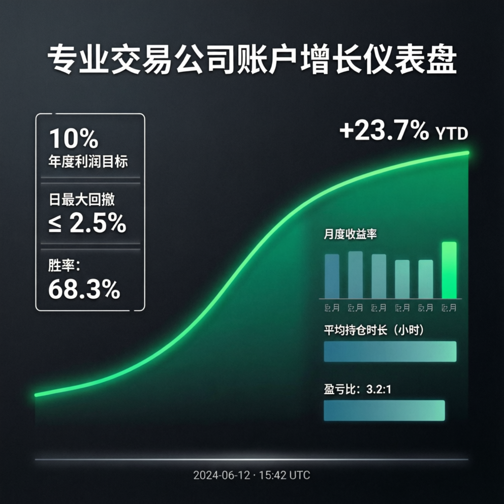 Account growth chart showing steady equity curve