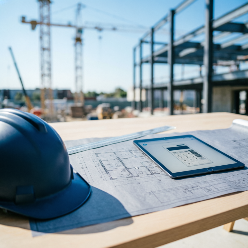 Construction blueprints and calculator