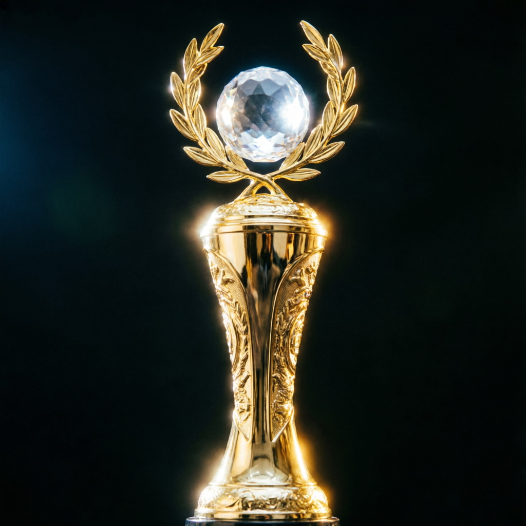 Premium golden award trophy representing trading excellence and achievement