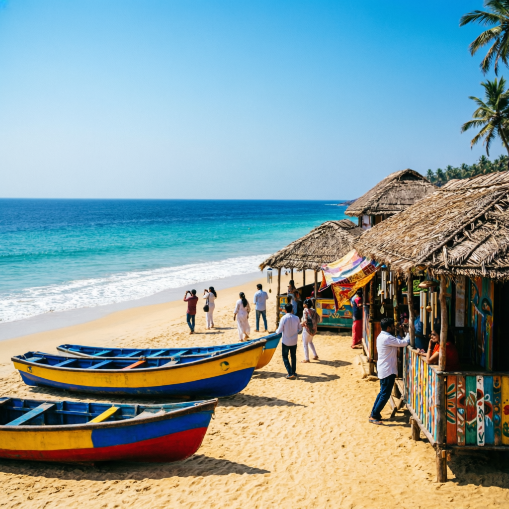 North Goa beach shacks and boats