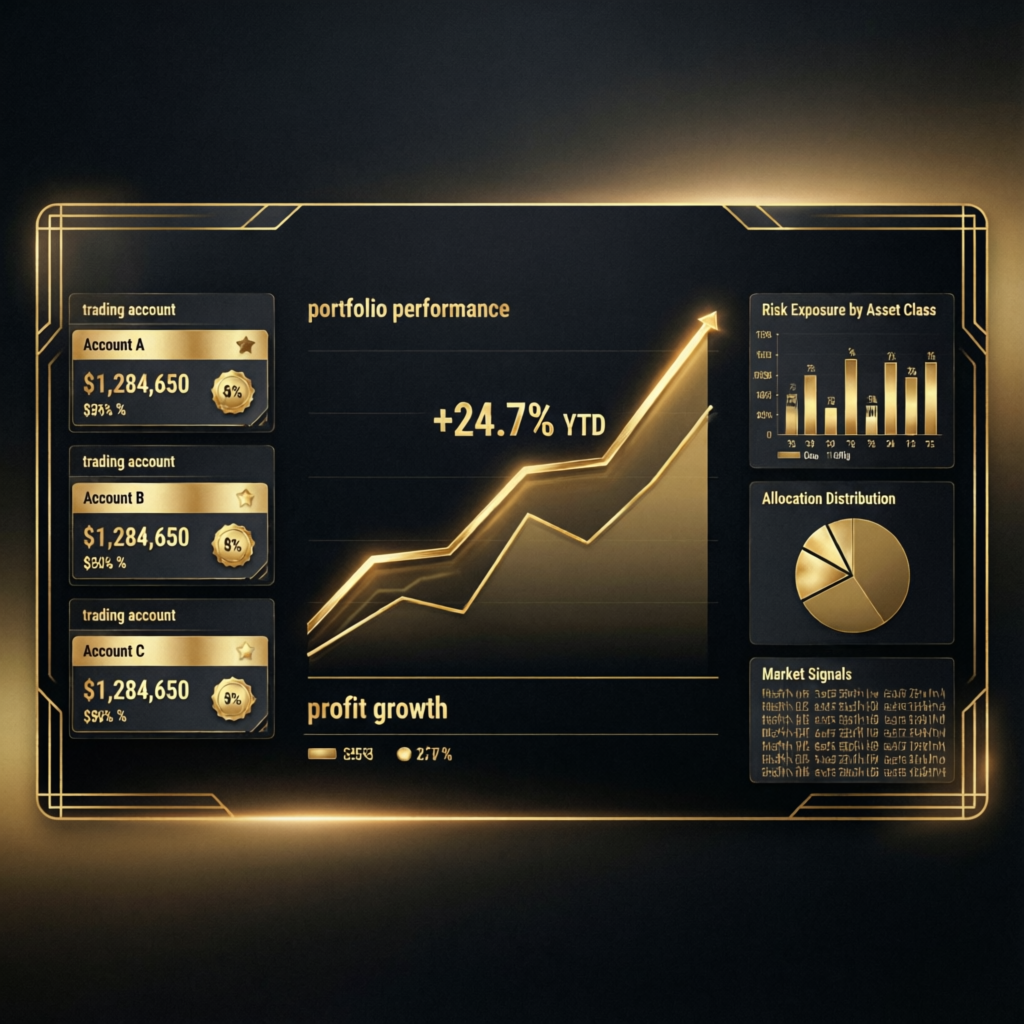 Funded account management portfolio performance dashboard