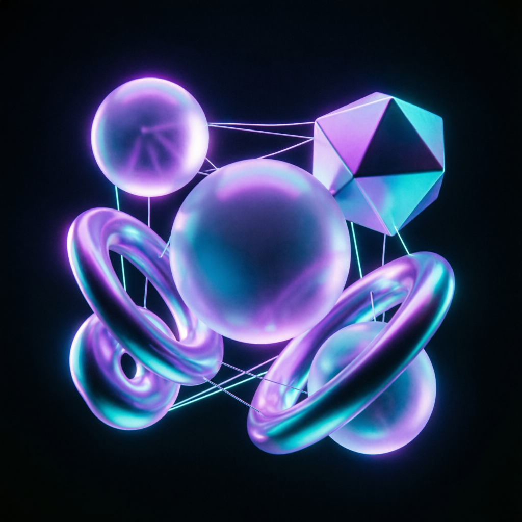 Neon Dreams - Abstract 3D geometric shapes