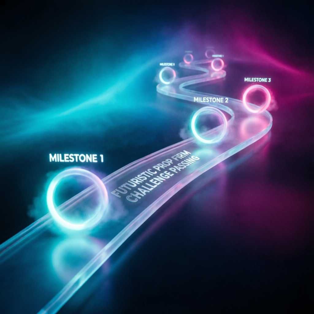 Futuristic prop firm challenge passing milestones pathway