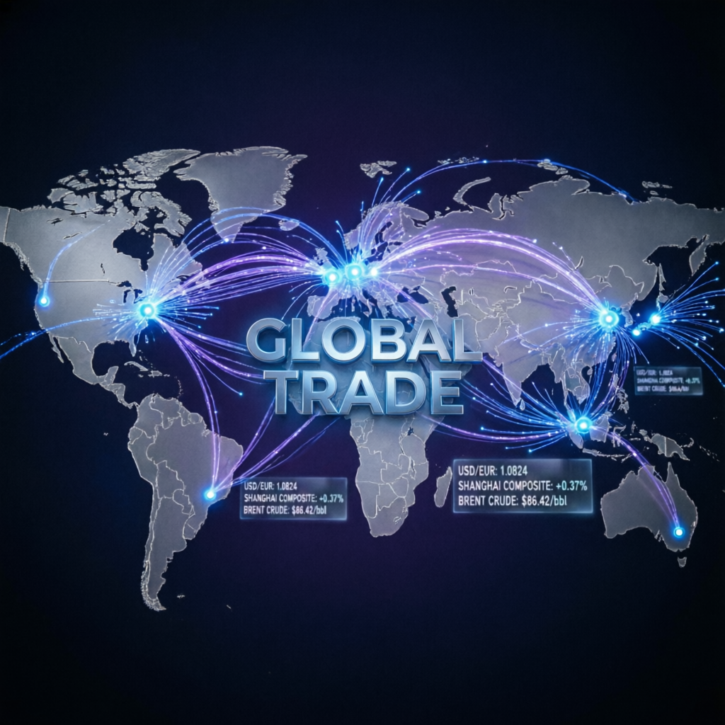 Global trading network connecting traders worldwide